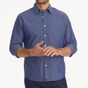 UNTUCKit Wrinkle Free Gifford Shirt Blue Stripe Size Small‎ Slim Fit Long Sleeve